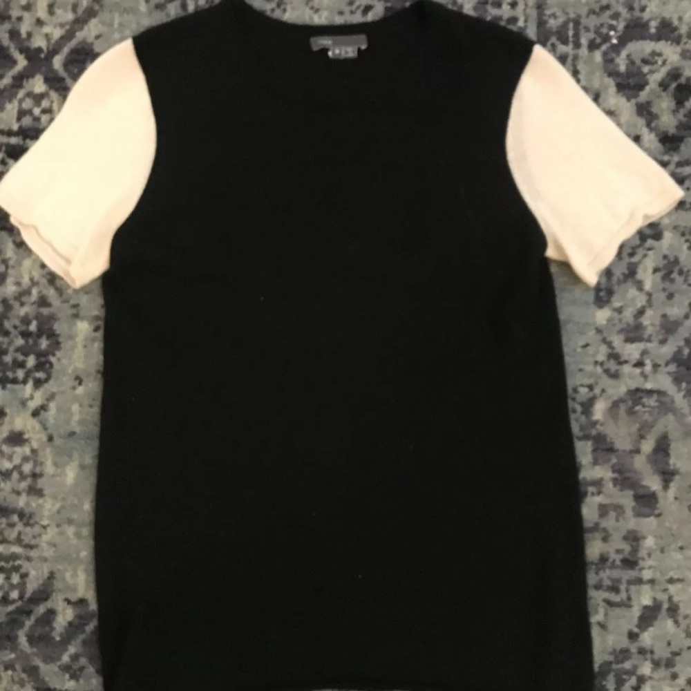VINCE 100% Cashmere S/S Sweater Black/Ivory